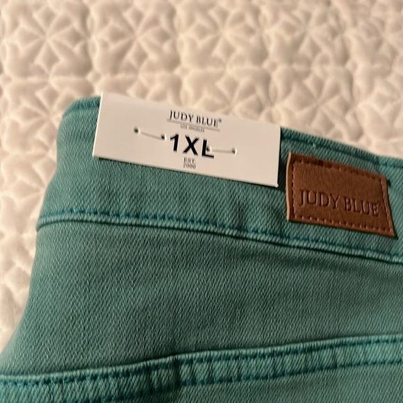 Judy Blue light green denim shorts - Picture 3 of 5